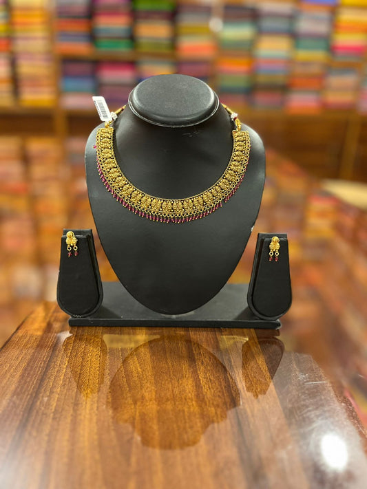 Gold Plated Necklace with Earring