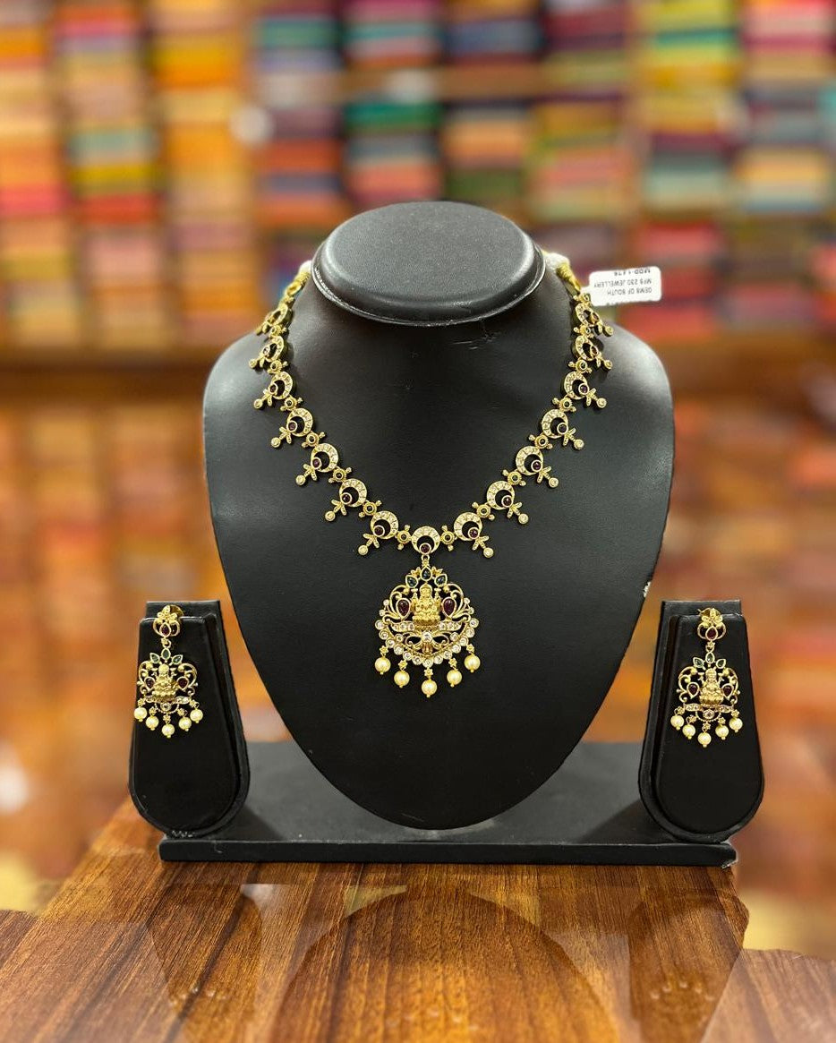 Gold Plated Necklace with Earring