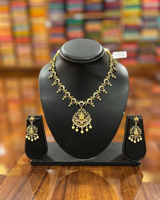 Gold Plated Necklace with Earring