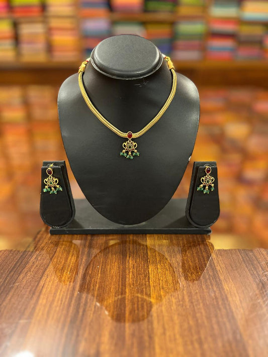 Gold Plated Necklace with Earring