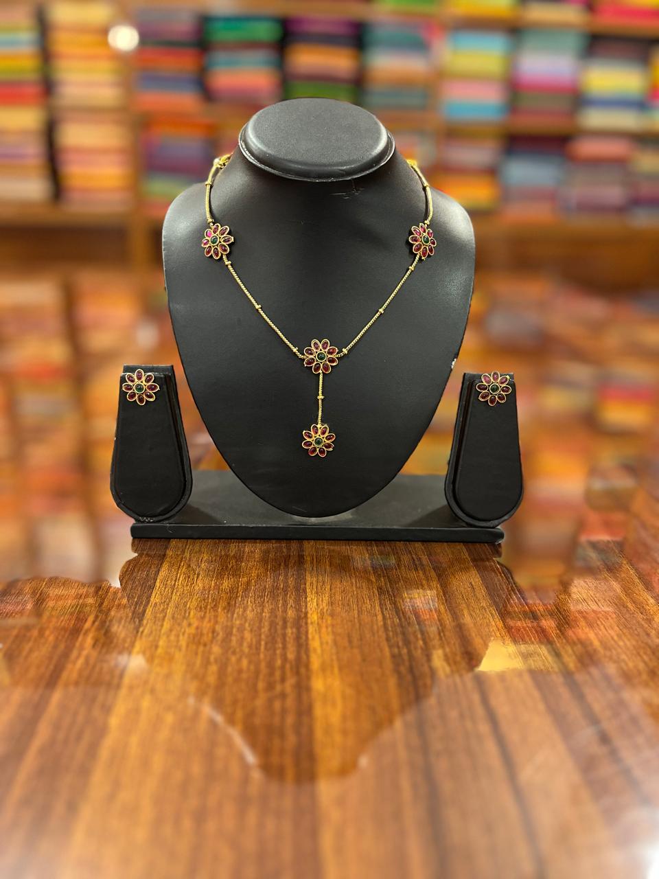 Gold Plated Necklace with Earring