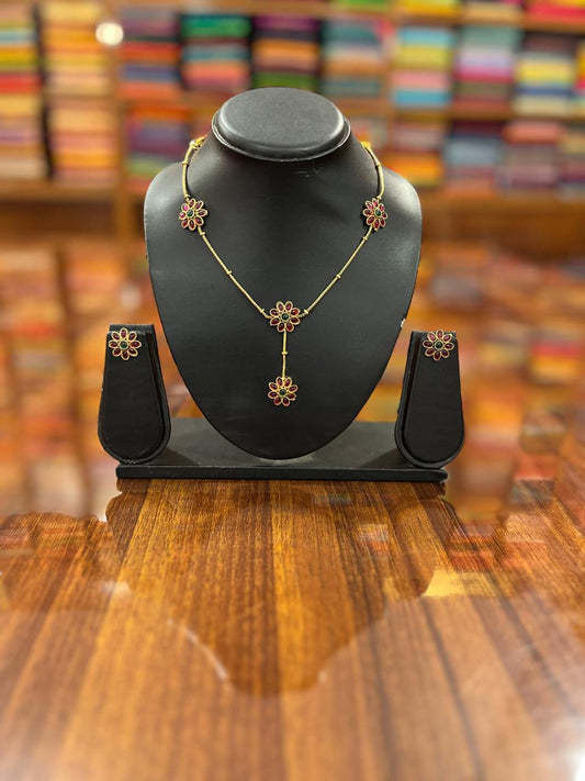 Gold Plated Necklace with Earring