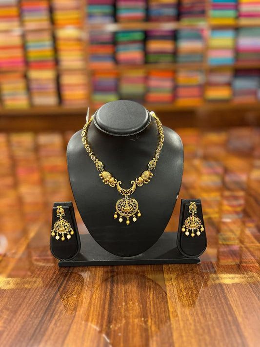 Gold Plated Necklace with Earring
