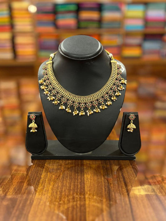 Gold Plated Necklace with Earring