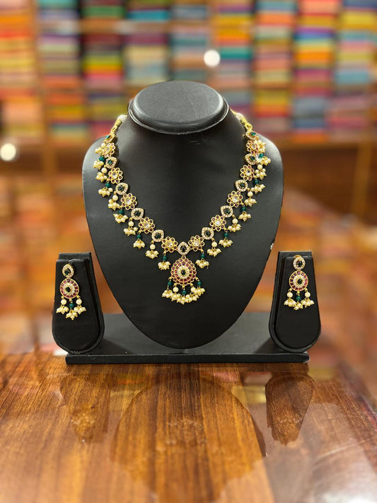 Gold Plated Necklace with Earring