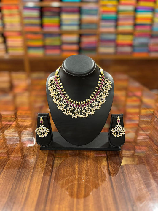 Gold Plated Necklace with Earring