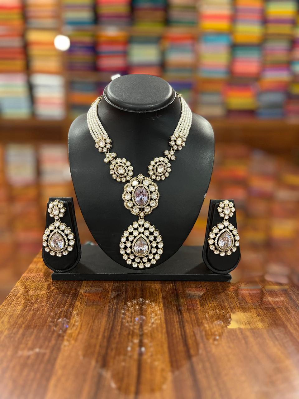 Premium  AD Necklace with Earring Set