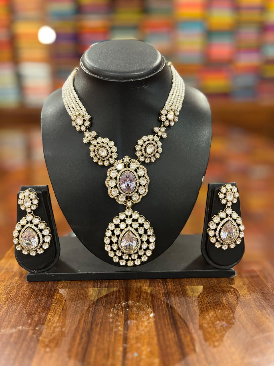 Premium  AD Necklace with Earring Set