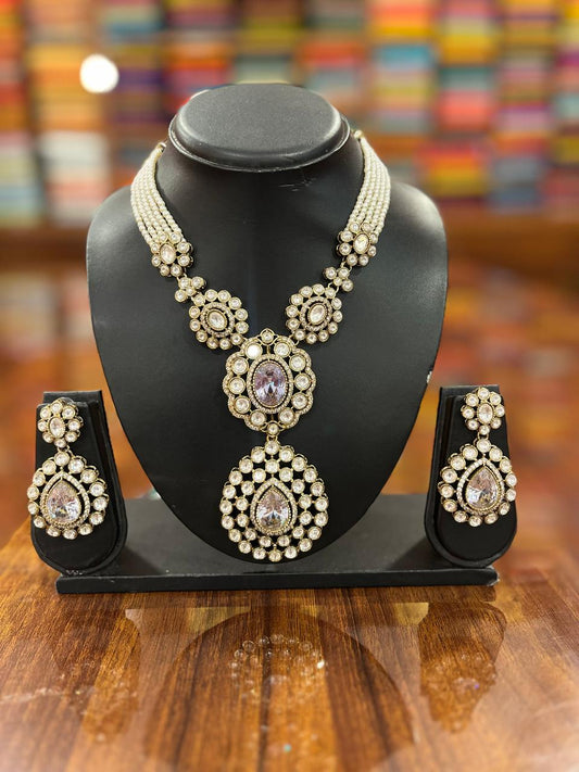 Premium  AD Necklace with Earring Set