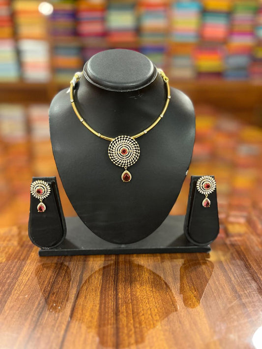 Premium  AD Necklace with Earring Set