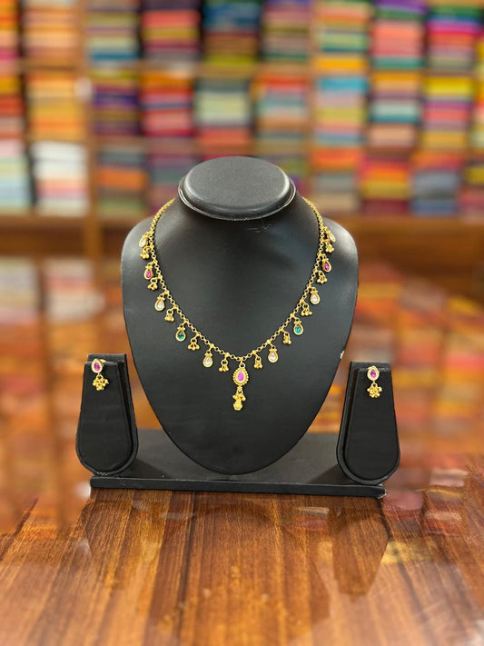 Premium Antique Temple Necklace with Earring Set
