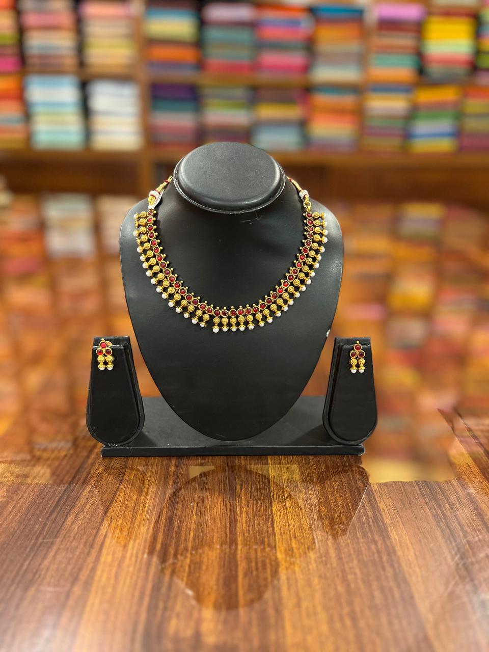 Gold Plated Necklace with Earring