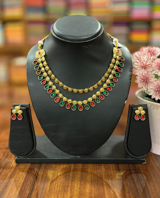 Gold Plated Necklace with Earring Set