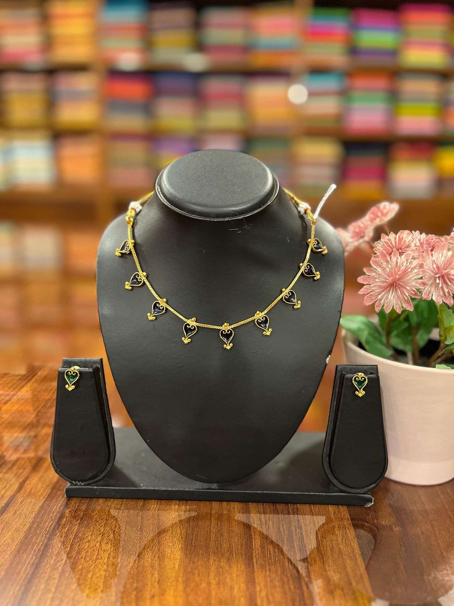 Gold Plated Necklace with Earring Set