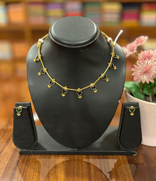 Gold Plated Necklace with Earring Set