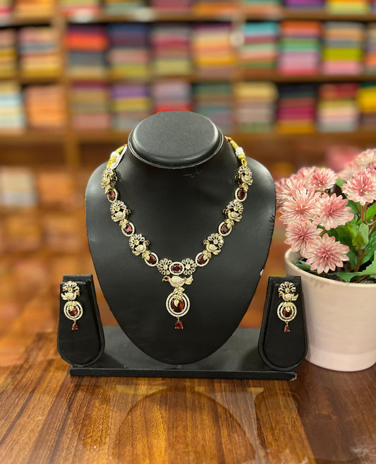 Premium  AD Necklace with Earring Set