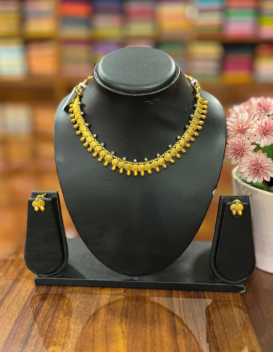 Gold Plated Necklace with Earring Set