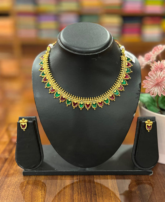 Gold Plated Necklace with Earring Set