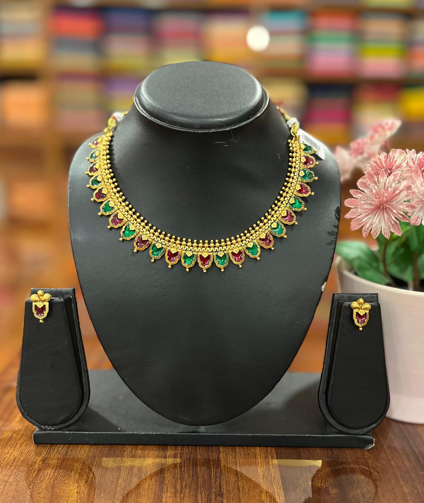 Gold Plated Necklace with Earring Set