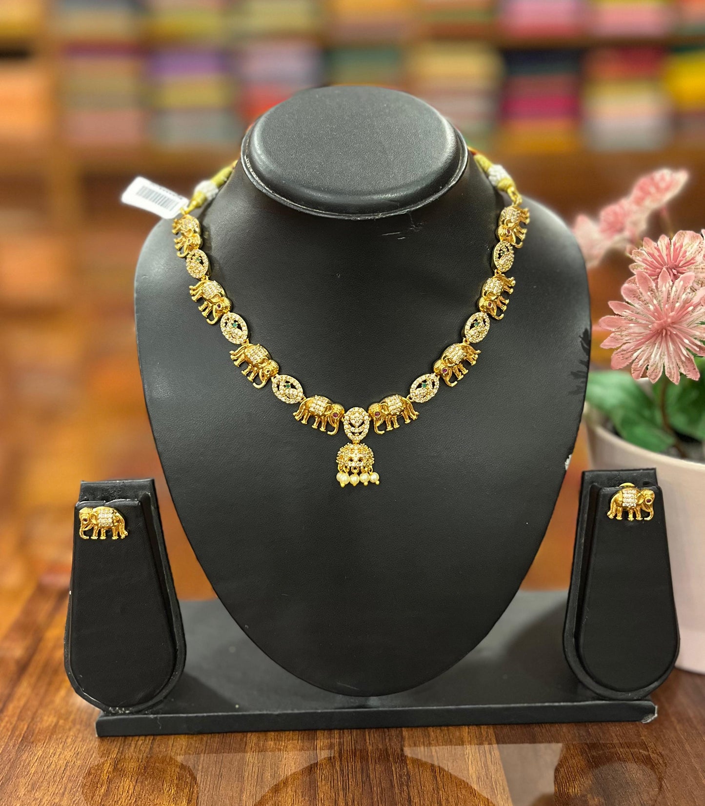 Gold Plated Necklace with Earring Set