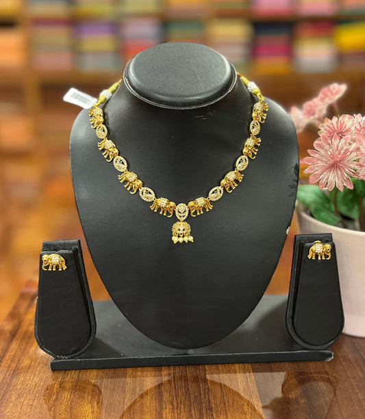Gold Plated Necklace with Earring Set