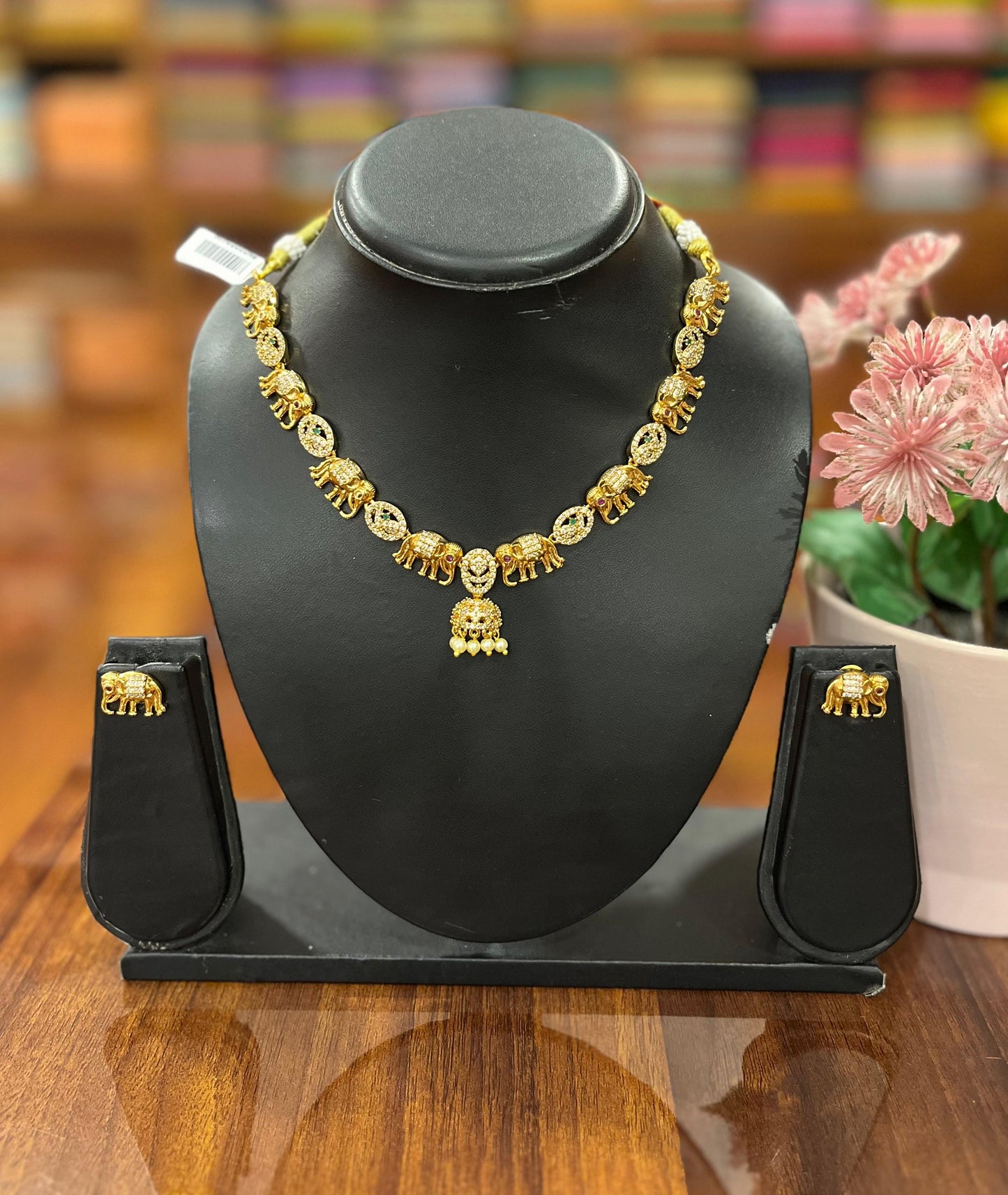 Gold Plated Necklace with Earring Set