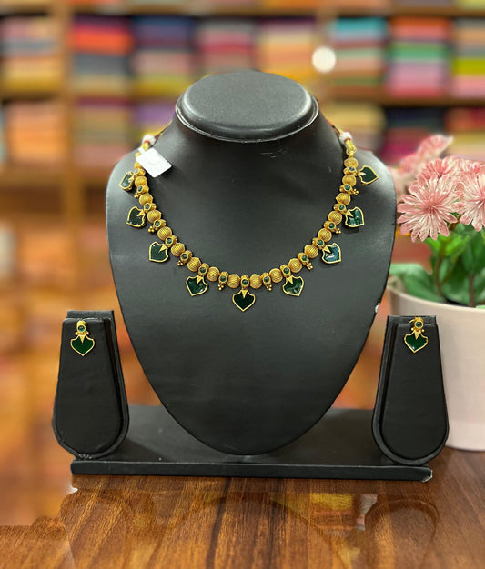 Gold Plated Necklace with Earring Set