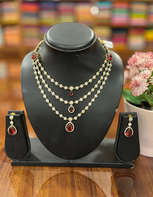 Premium  AD Necklace with Earring Set