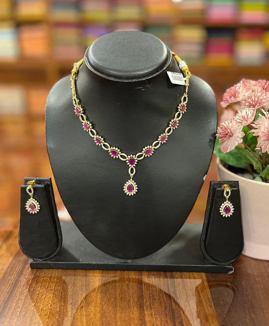 Premium  AD Necklace with Earring Set