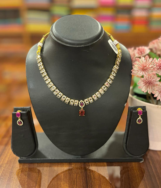 Premium  AD Necklace with Earring Set