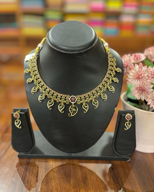 Gold Plated Necklace with Earring Set