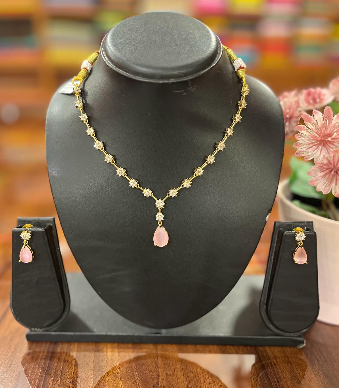 Premium  AD Necklace with Earring Set