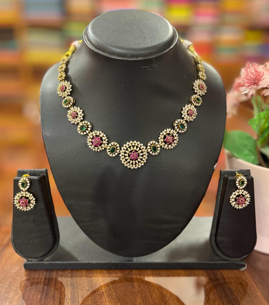 Premium  AD Necklace with Earring Set