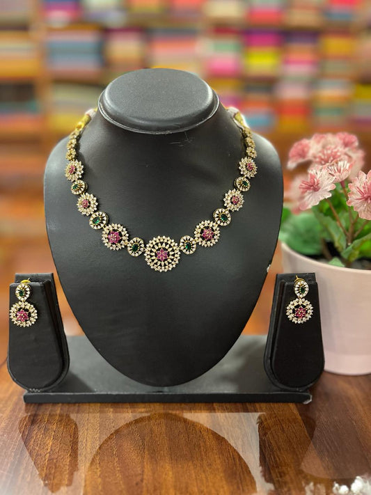 Premium  AD Necklace with Earring Set