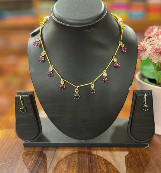 Premium  AD Necklace with Earring Set