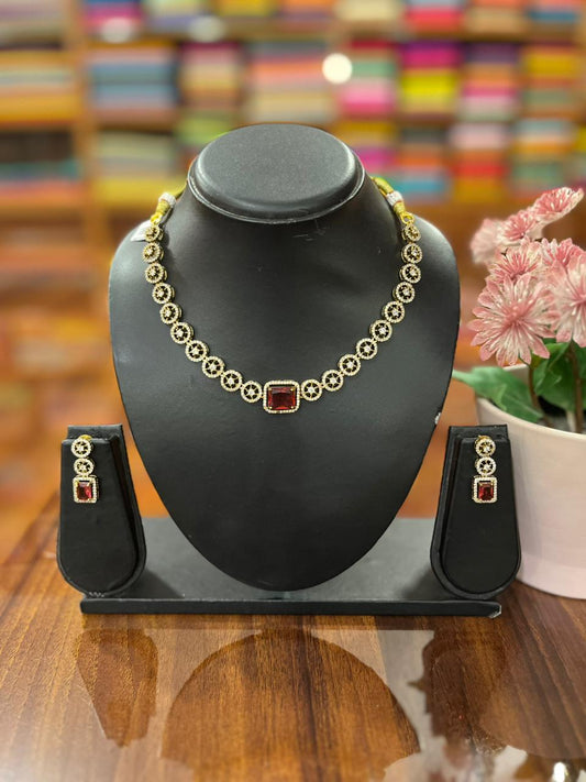 Premium  AD Necklace with Earring Set