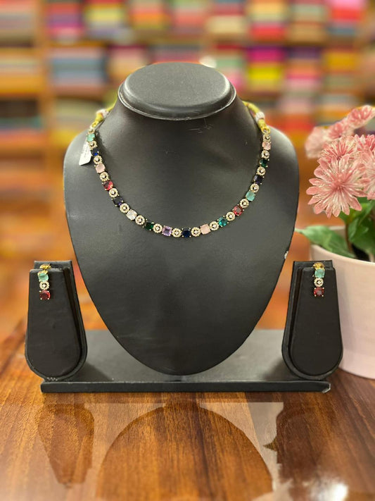 Premium  AD Necklace with Earring Set