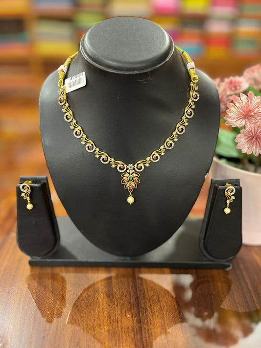 Premium  AD Necklace with Earring Set