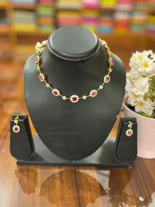 Premium  AD Necklace with Earring Set
